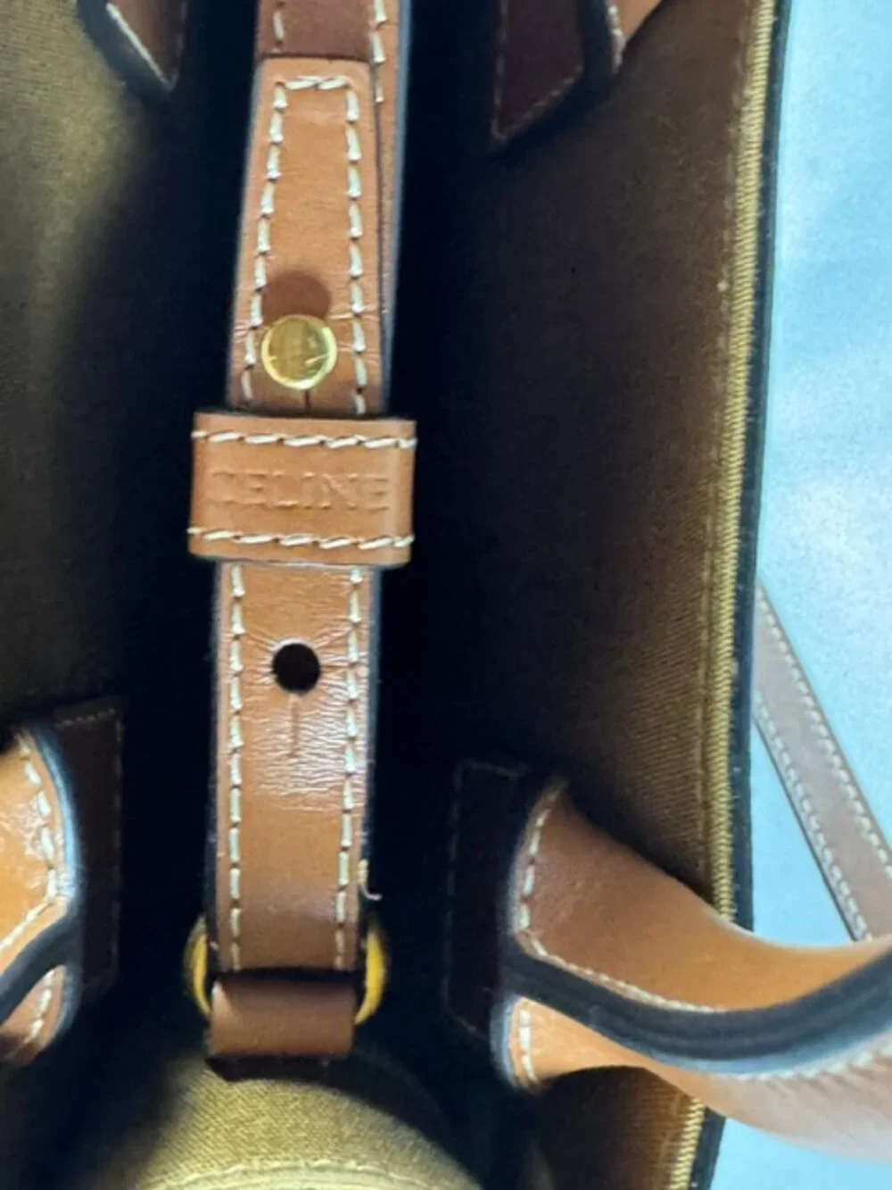 Celine Triomphe Vertical Cabas Mini Tote - Tan & Brown - Excellent Condition